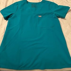 Small teal Catarina figs scrubs top
